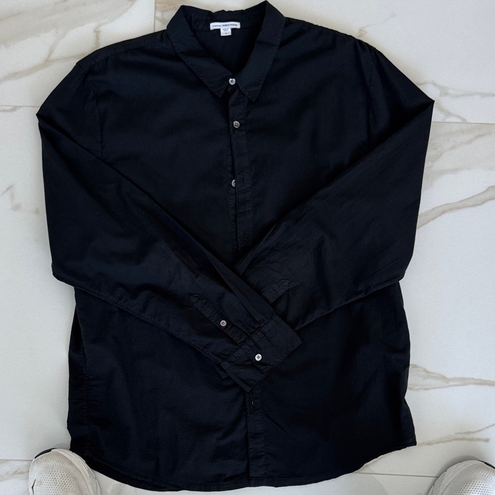 James Perse Men's Dark Button Down Shirt